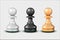 Vector 3d Realistic White, Black and Wooden Pawn Icon Set Isolated on Transparent Background. Design Template. Game