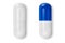 Vector 3d Realistic White and Blue Medical Pill Icon Set Closeup Isolated on White Background. Design template of Pills