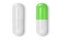 Vector 3d Realistic White and Green Medical Pill Icon Set Closeup Isolated on White Background. Design template of Pills