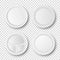 Vector 3d Realistic White Porcelain, Plastic or Paper Disposable Food Dish Plate Icon Set Closeup Isolated. Top View