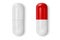 Vector 3d Realistic White and Red Medical Pill Icon Set Closeup Isolated on White Background. Design template of Pills