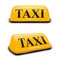 Vector 3d Realistic Yellow French Taxi Sign Icon Set Closeup Isolated on White Background. Design template for Taxi