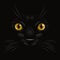 Vector 3d Realistic Yellow or Orange Cats Eye of a Black Cat in the Dark, at Night. Cat Face with Yes, Nose, Whiskers on