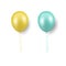 Vector 3d Realistic Yellow, Turquoise Balloon with Ribbon Set Closeup Isolated. Design Template of Translucent Helium