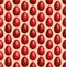 Vector 3D red dyed easter eggs on cream seamless pattern