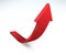 Vector 3d render upward moving curve red arrow