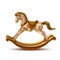 Vector 3d rocking horse golden marble on wood