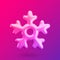 Vector 3d vibrant gradient plastic snowflake icon. Cute realistic Christmas, New year and winter sparkling holographic