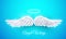 Vector 3d white realistic layered paper cut angel wings