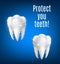 Vector 3D white teeth protection for dentistry