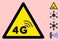 Vector 4G Network Warning Triangle Sign Icon