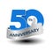 Vector 50 years anniversary, blue number with silver ribbon - thumb up, hand gesture, symbol of best choice
