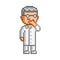 Vector 8-bit pixel art scientist