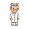 Vector 8-bit pixel art scientist