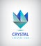 Vector abstract 3d crystal geometric logo, stylized blue flower