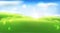 Vector abstract background with blur. Green grass, sky, clouds,