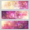 Vector abstract banners with bokeh effect. Horizontal banners with lighting party motif. Colorful backgrounds for web