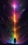 vector abstract bokeh lights background,dark space background, streams of molten metal the color of the rainbow