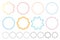 Vector abstract circles set. Colorful rainbow wavy Lines in round frames