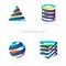 Vector : Abstract colorful business ribbon 3D logo,Technology co