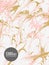 Vector abstract ebru background. Gold and pink splashes.