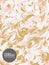 Vector abstract ebru background. Gold and pink splashes.