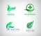 Vector abstract green leaf logo, leaves icons. garden, Plant, nature and eco. Ecology Happy life Logotype concept icon