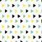 Vector Abstract Hand Drawn Black, Green, Yellow Ink Geometric Arrows Triangles Pattern With Fun Circles. Great for