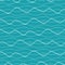 Vector abstract hand drawn doodle ocean waves. Seamless hand drawn pattern on aqua blue background. Overlapping small