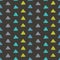 Vector Abstract Hand Drawn Grey, Green, Blue Ink Geometric Arrows Triangles Pattern With Fun Circles. Great for vintage