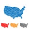 Vector abstract hatched american map. Flat design.