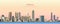 Vector abstract illustration of Atlanta city skyline at sunrise