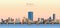 vector abstract illustration of Boston city skyline at surise