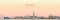 Vector abstract illustration of Brussels city skyline at sunrise