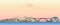 Vector abstract illustration of Porto city skyline at sunrise