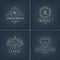 Vector abstract logotypes, icons. Set Luxury Logos template calligraphic elegant ornament lines.