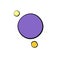 Vector abstract purple planet with two satellites. The planetary system. Three doodle style color circles