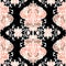 Vector abstract seamless patchwork pattern with geometric and floral ornaments, stylized flowers, dots, snowflakes and lace.