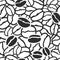 Vector abstract seamless pattern. Art line of coffee bean.