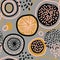 Vector abstract seamless pattern with lemons, circles, dots.