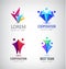 Vector abstract stylized family, team lead icon, logo, sign isolated.