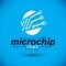 Vector abstract technology circuit board. High tech digital scheme of electronic device. Technology microchip logo.