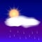 Vector abstract weather icon with sun, rain and