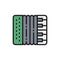 Vector accordion, harmonica, musical instrument flat color line icon.