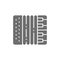 Vector accordion, harmonica, musical instrument grey icon.