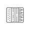 Vector accordion, harmonica, musical instrument line icon.