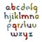 Vector acrylic alphabet letters set, hand-drawn colorful script, bright brushed small letters.