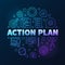 Vector Action Plan round colored outline illustration