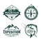 Vector active recreation, tourism and mountains adventures badges design