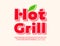 Vector advertising poster Hot Grill. Modern Red D Font. Artistic Alphabet Letters and Numbers set